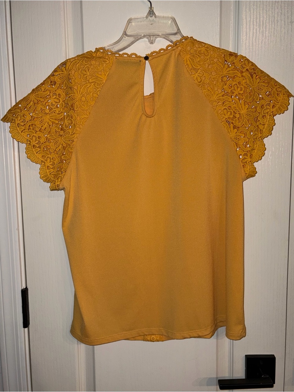 Cable & Gauge Yellow Crochet-Sleeve Blouse - Picture 2 of 4